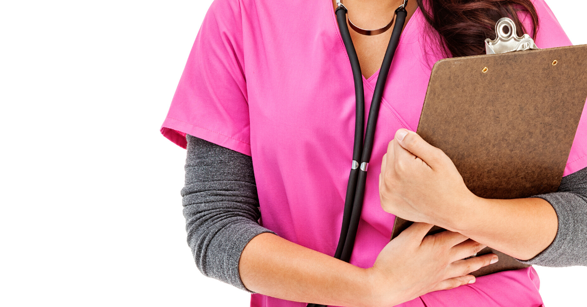 Nurse holding clipboard