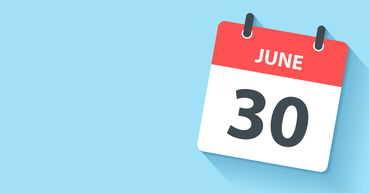 Calendar with June 30th date