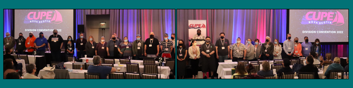 Swearing-in of the CUPE NS Executive Board and standing committee members by Atlantic Regional Director Tracey Pinder. 