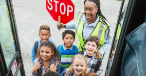 crossing guard and children