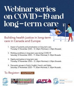 Webinar Series: COVID19 and long-term care - building health justice in Canada and in Europe