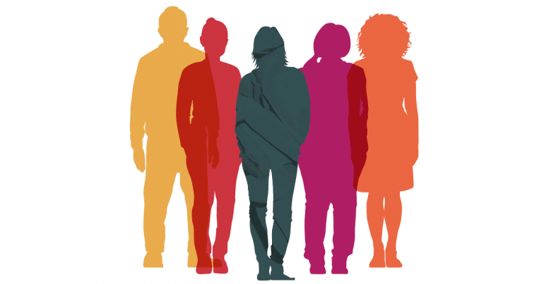 Image shadow figures of group of women